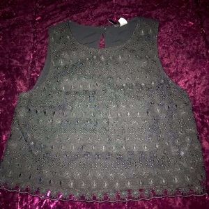 Short, black, see-through top by Divided